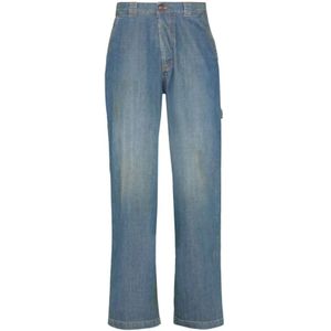 Maison Margiela, Blauwe Stonewashed Straight Jeans voor Dames Blauw, Dames, Maat:W28