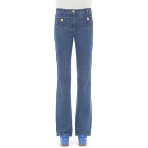 Moschino, Retro Flared Jeans voor Vrouwen Blauw, Dames, Maat:L
