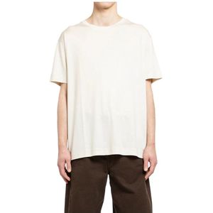 Lemaire, Tops, Heren, Wit, L, Crèmesilk Jersey Ronde Hals T-Shirt