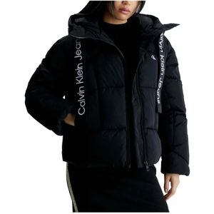 Calvin Klein, Elegante Puffer Jas voor Vrouwen Zwart, Dames, Maat:S