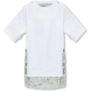 Stella McCartney, T-shirt met zijden achterkant Wit, Dames, Maat:M