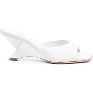 Vic Matié, Witte Leren Sandalen met Vierkante Open Neus Wit, Dames, Maat:39 EU