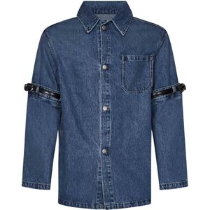 Coperni, Blauwe Denim Jack met Metalen Logo Knopen Blauw, Heren, Maat:L