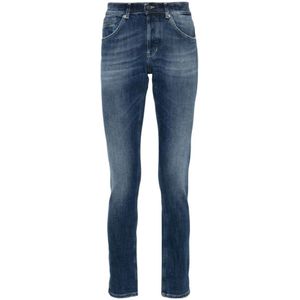 Dondup, Jeans, Heren, Blauw, W34, Katoen, Blauwe Skinny Jeans met Vervaagd Effect