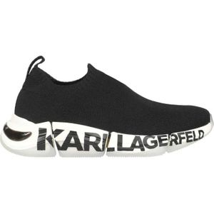 Karl Lagerfeld, Schoenen, Dames, Zwart, 39 EU, Leer, Contrasterende lage sneakers