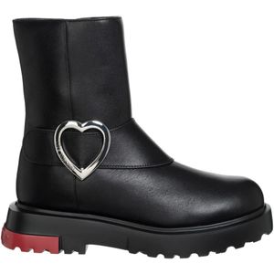 Love Moschino, Enkellaarzen met rits Zwart, Dames, Maat:37 EU