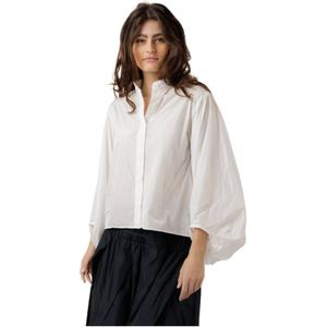 Odeeh, Blouses & Shirts, Dames, Wit, S, Polyester, Blouse met Pofmouwen