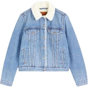 Levi's, Sherpa Trucker Jas Blauw, Dames, Maat:M