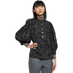 Antik Batik, Blouses & Shirts, Dames, Zwart, XS, Wol, Elie print blouse