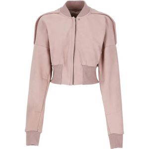 Rick Owens, Sweatshirts & Hoodies, Dames, Roze, S, Roze Leren Bomberjack