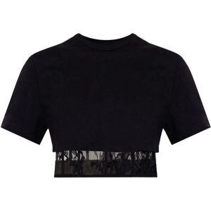 Alexander McQueen, Tops, Dames, Zwart, S, Katoen, Tweelaagse korset T-shirt