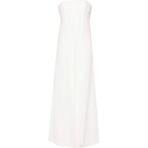 Alberta Ferretti, Witte Strapless Jurk met Plooien Wit, Dames, Maat:S