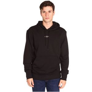 Calvin Klein Jeans, Sweatshirts & Hoodies, Heren, Zwart, M, Wol, Zwarte hoodie met logo