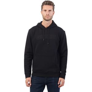 Guess, Sweatshirts & Hoodies, Heren, Zwart, 2Xl, Zwarte hoodie met kangoeroezakken