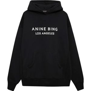 Anine Bing, Sweatshirts & Hoodies, Dames, Zwart, M, Katoen, Zwarte Alto Sweatshirt met Cool Print