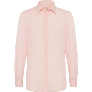 Boggi Milano, Overhemden, Heren, Roze, M, Linnen, Regular Fit Tencel Linnen Overhemd