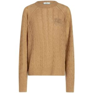 Etro, Bruine Sweaters met 3D-effect Pegaso Borduurwerk Bruin, Dames, Maat:2XS