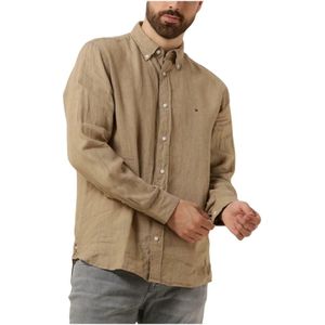 Tommy Hilfiger, Overhemden, Heren, Beige, XL, Beige Gepigmenteerd Solid Shirt