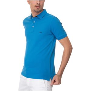 Fay, Tops, Heren, Blauw, M, Katoen, Short sleeve polo shirt