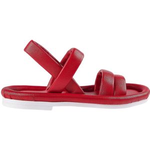DEL Carlo, Schoenen, Dames, Rood, 38 EU, Rode platte sandaal met gewatteerde banden