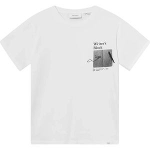 Les Deux, Tops, Heren, Wit, S, Katoen, Artwork Print Katoenen T-Shirt