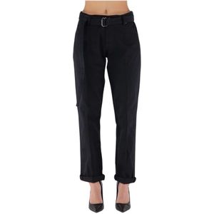 Tom Ford, Boyfriend Fit Riem Broek Zwart, Dames, Maat:M