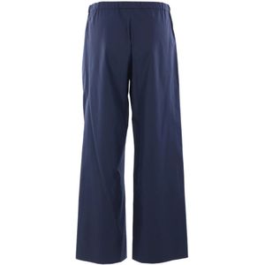 Max Mara, Broeken, Dames, Blauw, S, Katoen, Blauwe Katoenen Poplin Broek Regular Fit