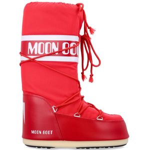 Moon Boot, Schoenen, Dames, Rood, 39 EU, Nylon, Rode Gesloten Icon High Nylonlaarzen