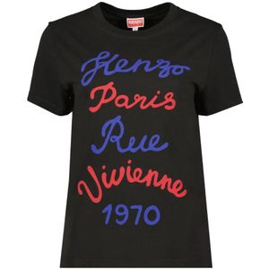 Kenzo, Tops, Dames, Zwart, S, Katoen, Vintage Rue Vivienne T-shirt