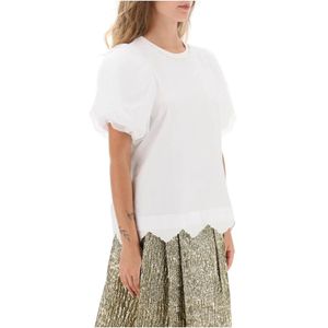 Simone Rocha, T-shirt met Pofmouwen en A-lijn Wit, Dames, Maat:M