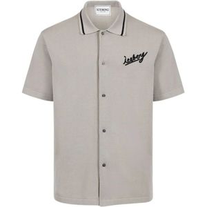 Iceberg, Overhemden, Heren, Grijs, 2Xl, Katoen, Preppy Stijl Logo Shirt