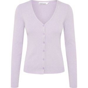 Karen by Simonsen, Pastel Lila Cardigan Slim-Fit Trui Paars, Dames, Maat:2XS