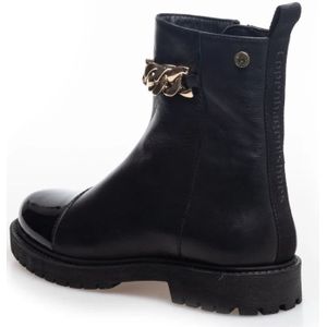 Copenhagen Shoes, Schoenen, Dames, Zwart, 37 EU, Korte Leren Laarzen met Gouden Accessoires