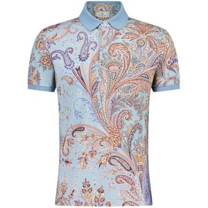 Etro, Polo shirt met bloemendesign Blauw, Heren, Maat:XL