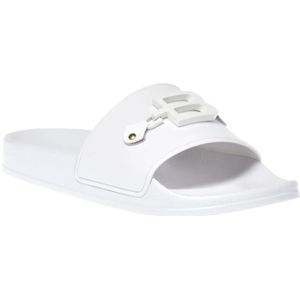 Baldinini, Schoenen, Dames, Wit, 37 EU, Leer, Slipper in white rubber