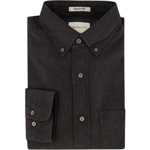 Gant, Antraciet Button-Down Overhemd met Borstzak Grijs, Heren, Maat:XL
