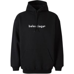 Balenciaga, Sweatshirts & Hoodies, Heren, Zwart, M, Katoen, Nieuwe Copyright Medium Fit Hoodie