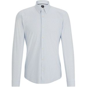 Hugo Boss, Overhemden, Heren, Veelkleurig, M, Witte Slim Fit Jersey Shirt Roan