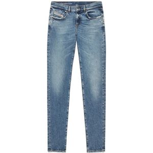 Diesel, Jeans, Heren, Blauw, W28, Katoen, Slim-fit Jeans - Distressed Blue Wash