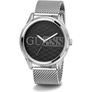 Guess, Accessoires, Heren, Grijs, ONE Size, Reputation Roestvrij Stalen Horloge Zwart/Zilver