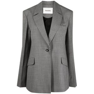 Nanushka, Oversized Puppytooth Blazer Zwart, Dames, Maat:S