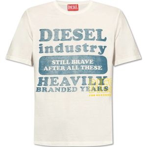 Diesel, Tops, Heren, Wit, L, Katoen, T-Just-N9 bedrukt T-shirt