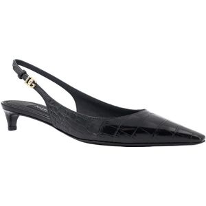 Dolce & Gabbana, Schoenen, Dames, Zwart, 38 EU, Leer, Zwarte leren pumps met puntige neus