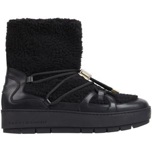 Tommy Hilfiger, Zwarte Teddy Snowboot Zwart, Dames, Maat:36 EU