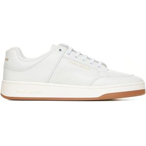 Saint Laurent, Schoenen, Heren, Wit, 40 EU, Leer, Geperforeerde Leren Sneakers