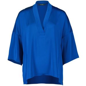 vera mont, Elegante Blouse Shirt met Zijsplitten Blauw, Dames, Maat:M