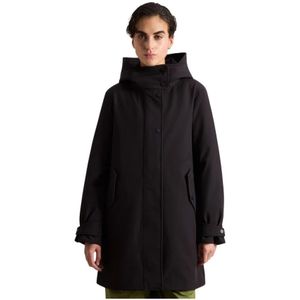 Woolrich, Mantels, Heren, Zwart, L, Nylon, Zwarte Tech Softshell Parka Jas