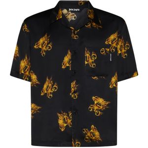 Palm Angels, Overhemden, Heren, Veelkleurig, S, Zwart Shirt met Logo Print