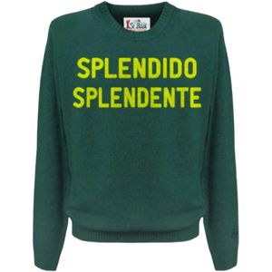 MC2 Saint Barth, Truien, Heren, Groen, S, Wol, Groene Jacquard Crewneck Sweater