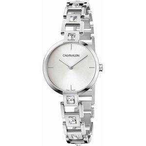 Calvin Klein, Dames zilveren wijzerplaat stalen horloge Grijs, Dames, Maat:ONE Size